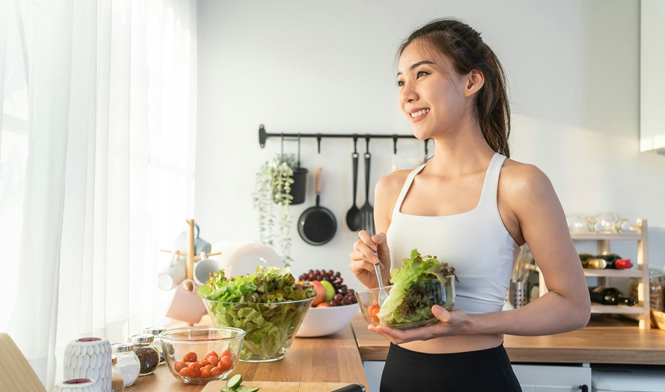 Woman performing beginner strength training exercise