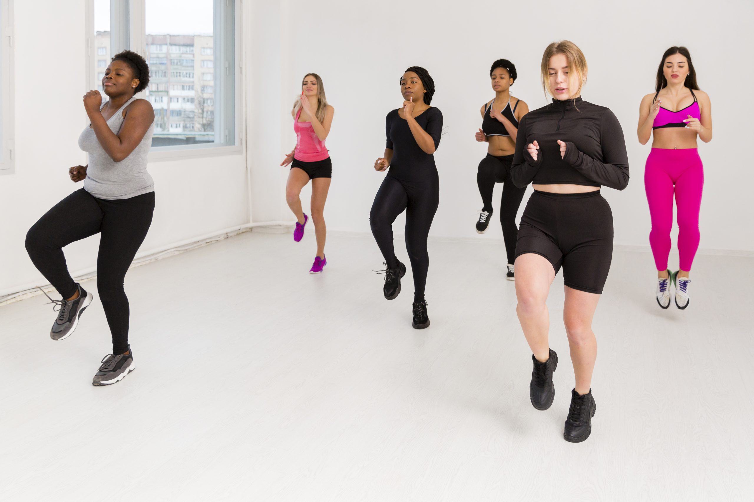Zumba class at Virago Fitness Ajman with women enjoying a dance workout